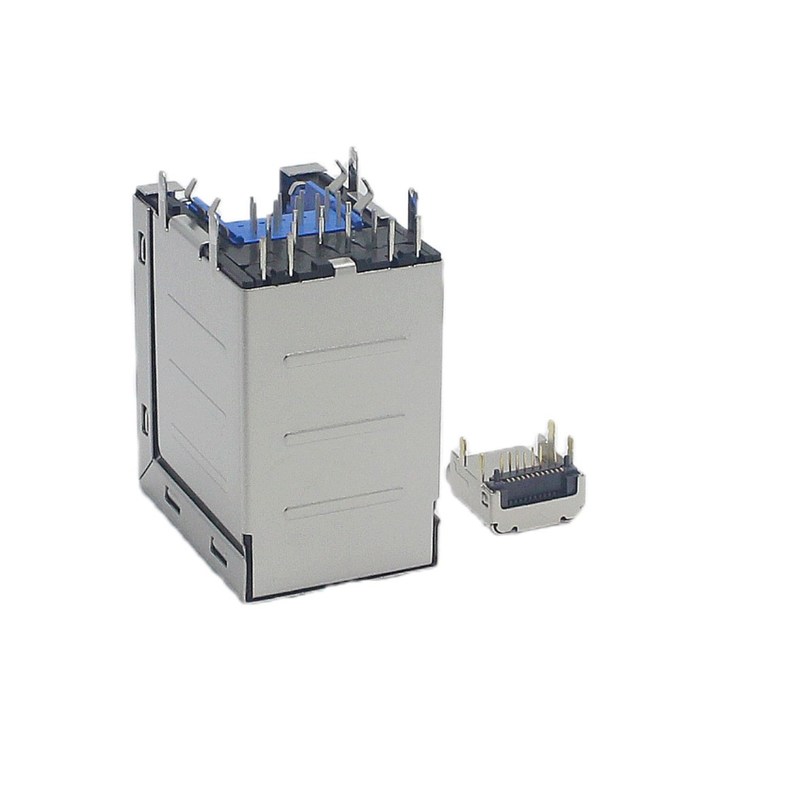 3.0 Female Usb Circuit Board Connector Stacked Usb C Connector With RJ45